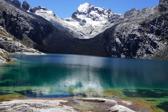Blue glacial lake in the Cordillera Blanca, Andes Mountains, Peru