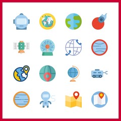 Fototapeta premium 16 globe icon. Vector illustration globe set. planet and comet icons for globe works