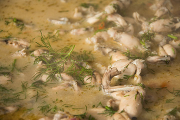 frog legs, chickens,