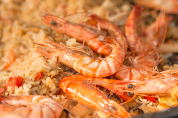shrimp with rice in wine