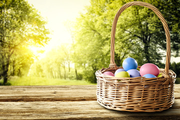 Desk of free space and Easter time 