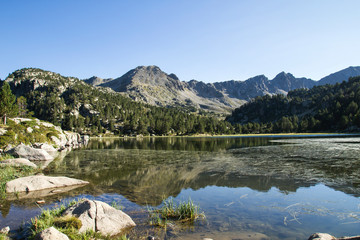 Mountain landscpape in Pessons lake and cirque