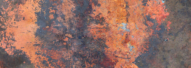 Metal steel sheet background texture, partially rusty, banner