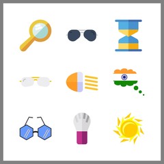 9 reflection icon. Vector illustration reflection set. car lights and brush icons for reflection works