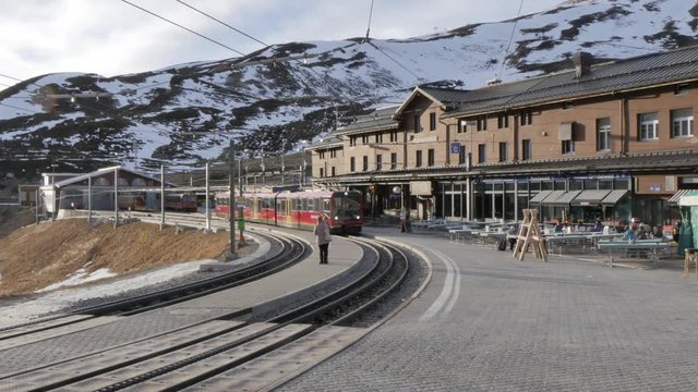 Train to Jungfraujoch, Kleine Scheidegg, Jungfrau region, Bernese Oberland, Swiss Alps, Switzerland, Europe