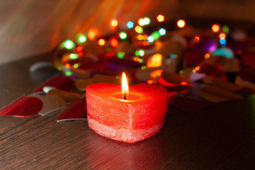 candles on red background