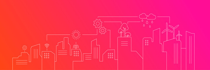 Cityscape with Infrastructure, Smart city concept, Smart city Infografik, Vektor