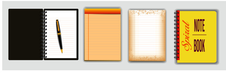 set of note book or ripped paper. using in school or office activity.   easy to modify design.