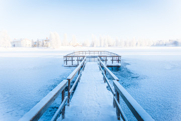 Very cold day at ice swimming place. Photo from Sotkamo, Finland.