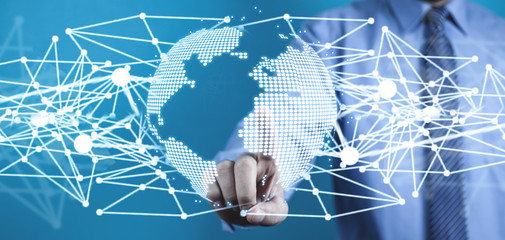 Global network connection. Concept of global business and internet