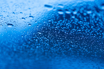 water drops on blue background