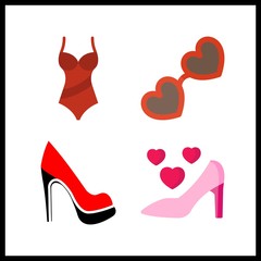 4 stylish icon. Vector illustration stylish set. high heel and sunglasses icons for stylish works
