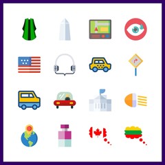 16 city icon. Vector illustration city set. destination and united states icons for city works