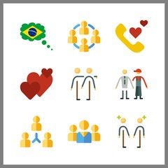 9 support icon. Vector illustration support set. trust and friendship icons for support works