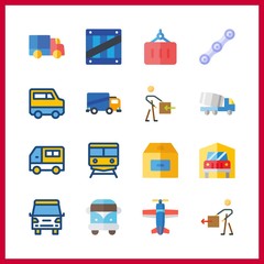 16 cargo icon. Vector illustration cargo set. delivery and container icons for cargo works