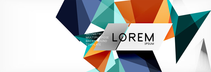 Mosaic triangular low poly style abstract geometric background. Polygonal vector. Abstract white bright technology design.