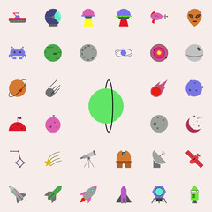 green planet colored icon. Colored Space icons universal set for web and mobile
