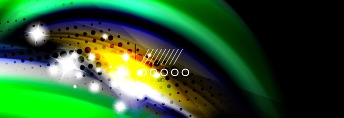 Rainbow color fluid wave lines flow poster. Wave Liquid shapes design