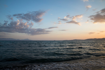 Water surface in a blue morning