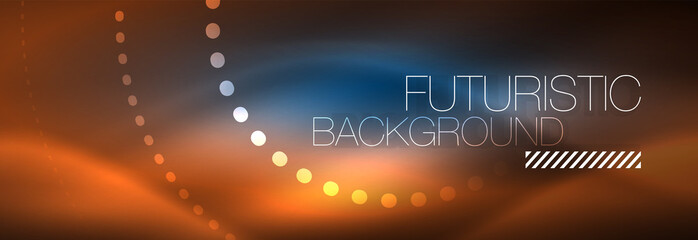 Glowing neon circle line dots, round line design, abstract style on black background. Neon abstract round circles Magic neon lights and glowing dots