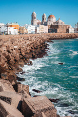 The seafront promenade of Cadiz with the Cathedral in the Background. Andalusia, Spain. © Lia Aramburu