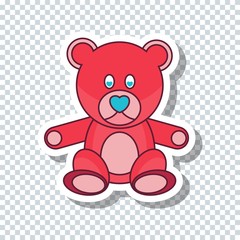 Vector flat bear sticker for Valentine's Day