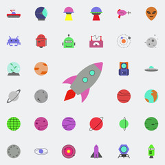 rocket colored icon. Colored Space icons universal set for web and mobile