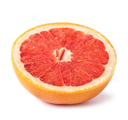 Fototapeta na wymiar Sliced fresh, ripe grapefruit isolated on white background. 