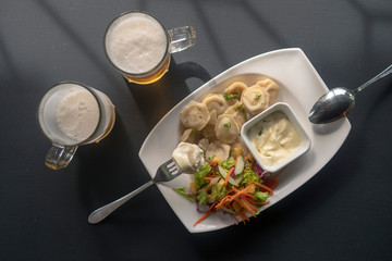 Dumplings with beer