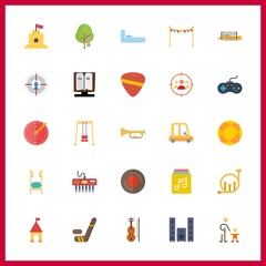 25 play icon. Vector illustration play set. voleyball ground and vinyl icons for play works