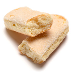 Traditional Italian Savoiardi ladyfingers Biscuits on White Background
