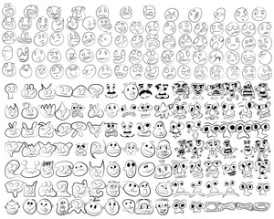 Cartoon of various face expressions