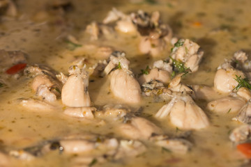 frog legs, chickens,