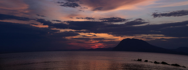 spherical panorama of an ocean sky and clouds during sunset