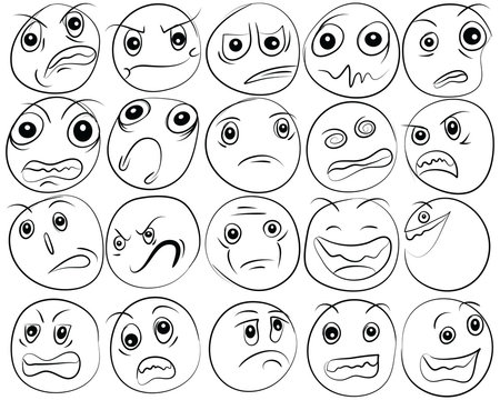 Cartoon of various face expressions