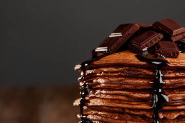 Dark chocolate melts on top