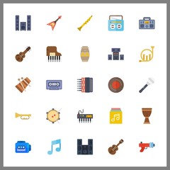 25 musical icon. Vector illustration musical set. oboe and vinyl icons for musical works
