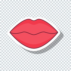 Vector flat lips sticker for Valentine's Day