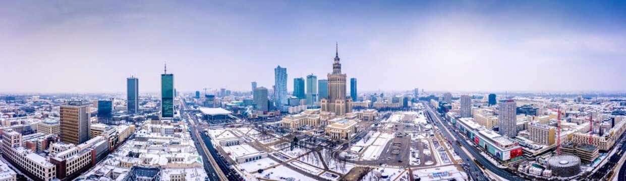 Obraz Zimowa panorama Warszawy
