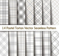 Set Tartan Seamless Pattern Background in Pastel Color