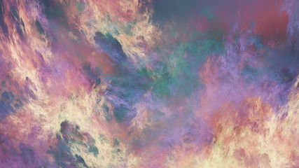 Abstract rose and gold fantastic clouds. Colorful fractal background. 3d rendering.