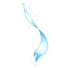 Water splashes, bursts, whirls, waves. Isolated on white background. Vector illustration