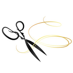 Scissors and golden curl hair for the master hairstyles