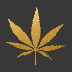 Golden Cannabis Leaf. Vector