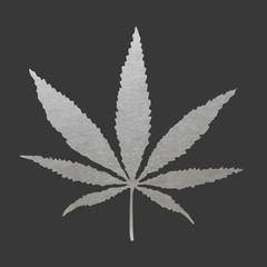 Silver Cannabis Leaf. Vector