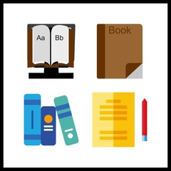 4 read icon. Vector illustration read set. books and book icons for read works