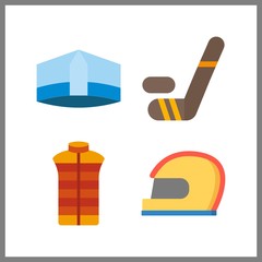 4 protective icon. Vector illustration protective set. helmet and vest icons for protective works