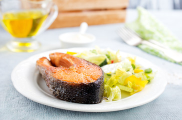 salmon with salad