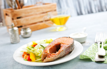 salmon with salad