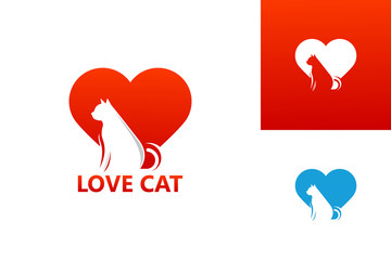 Love Cat Logo Template Design Vector, Emblem, Design Concept, Creative Symbol, Icon